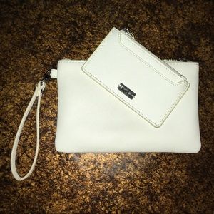 Express White Large wristlet & change/card holder